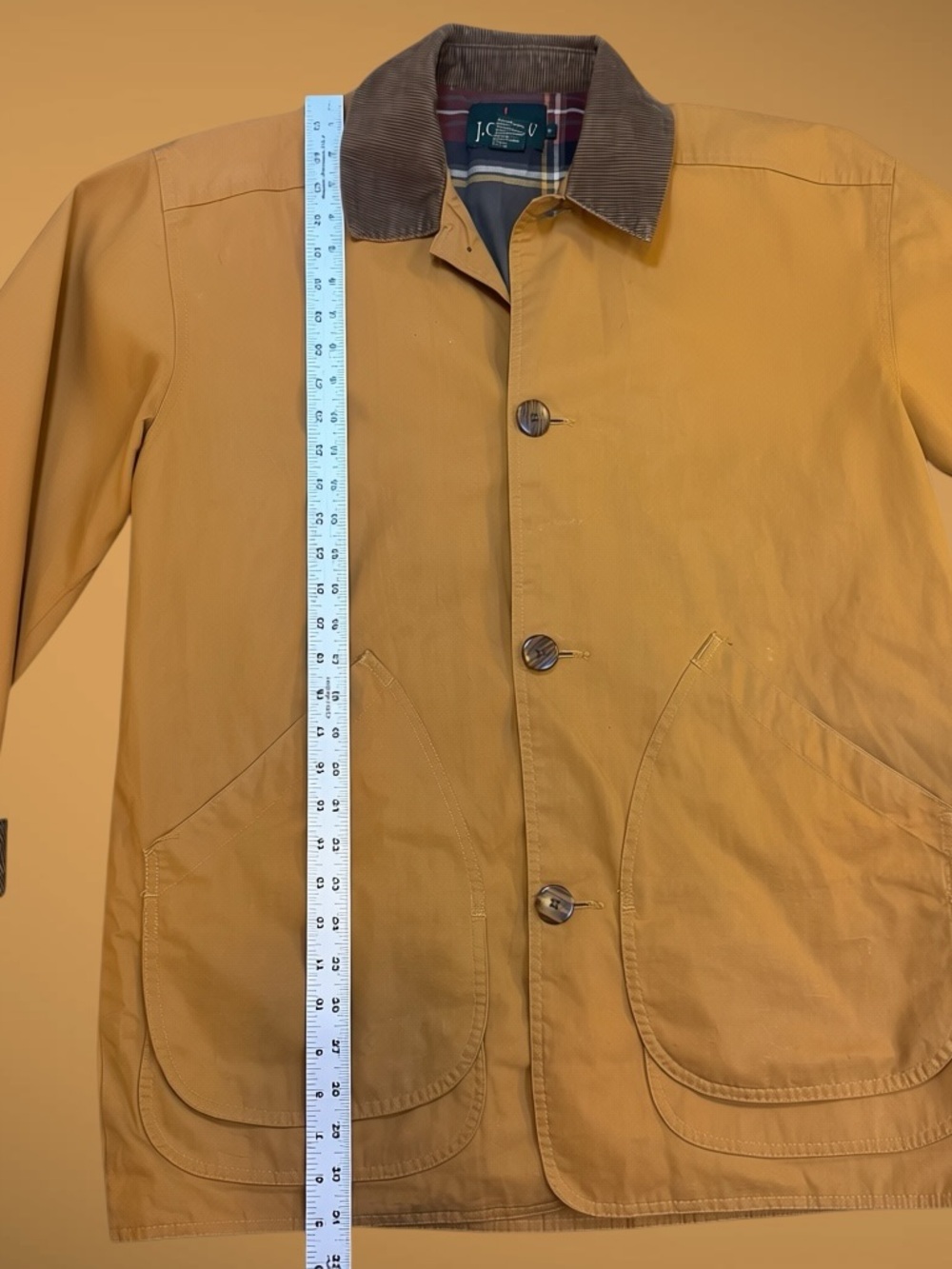 Vintage J. Crew Flannel Lined Chore Coat Jacket Men’s Medium Tan Barn 90s Vtg - Picture 13 of 15